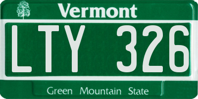 VT license plate LTY326