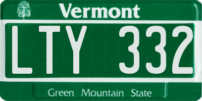 VT license plate LTY332
