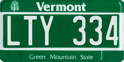VT license plate LTY334