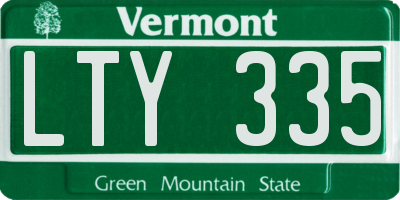 VT license plate LTY335