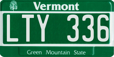VT license plate LTY336