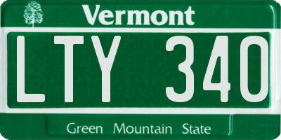 VT license plate LTY340