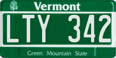 VT license plate LTY342