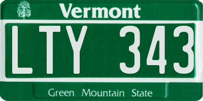 VT license plate LTY343