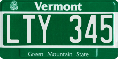 VT license plate LTY345