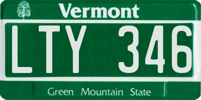 VT license plate LTY346