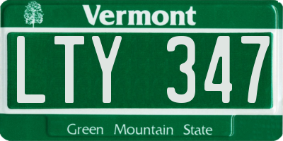 VT license plate LTY347