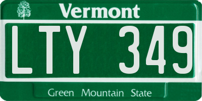 VT license plate LTY349