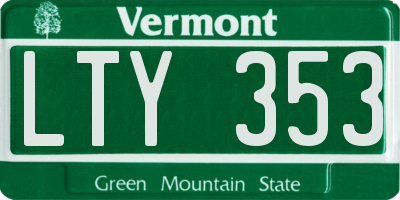 VT license plate LTY353