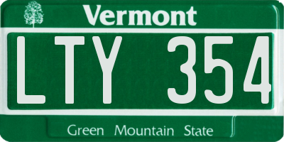 VT license plate LTY354