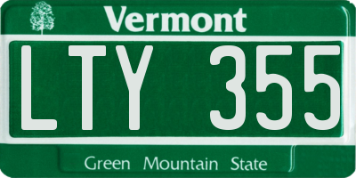 VT license plate LTY355