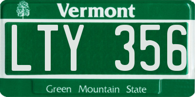 VT license plate LTY356