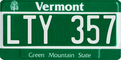 VT license plate LTY357
