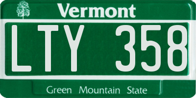 VT license plate LTY358