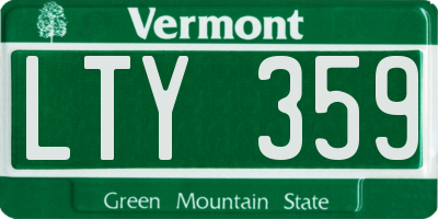 VT license plate LTY359