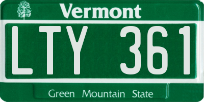 VT license plate LTY361