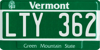VT license plate LTY362