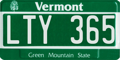 VT license plate LTY365