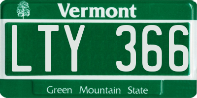 VT license plate LTY366