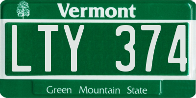 VT license plate LTY374