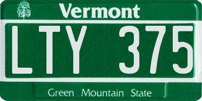 VT license plate LTY375
