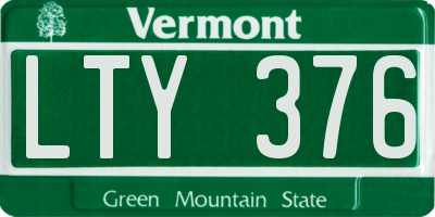 VT license plate LTY376