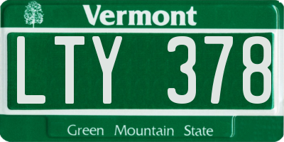 VT license plate LTY378
