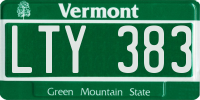 VT license plate LTY383