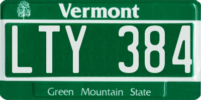 VT license plate LTY384