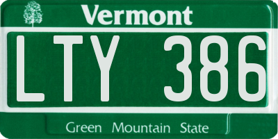 VT license plate LTY386