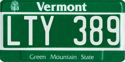 VT license plate LTY389