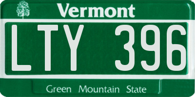 VT license plate LTY396
