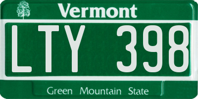 VT license plate LTY398
