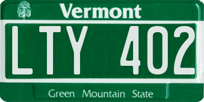 VT license plate LTY402