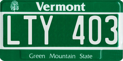 VT license plate LTY403