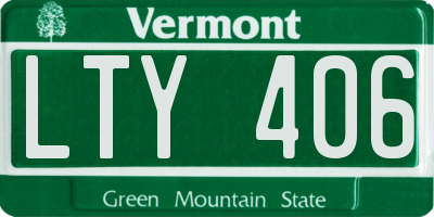 VT license plate LTY406