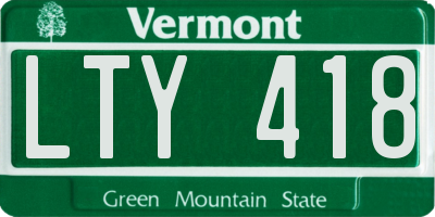VT license plate LTY418