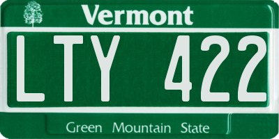 VT license plate LTY422