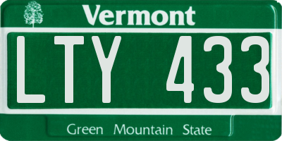 VT license plate LTY433