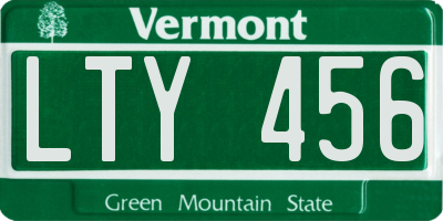 VT license plate LTY456