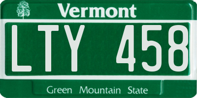 VT license plate LTY458