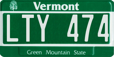 VT license plate LTY474