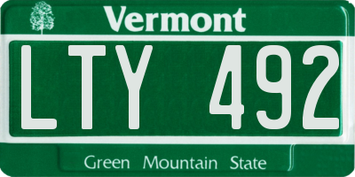 VT license plate LTY492