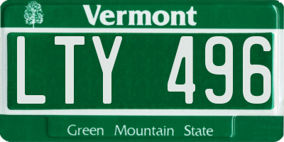 VT license plate LTY496