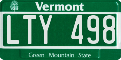 VT license plate LTY498