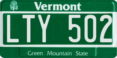 VT license plate LTY502