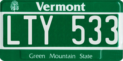 VT license plate LTY533