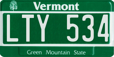 VT license plate LTY534
