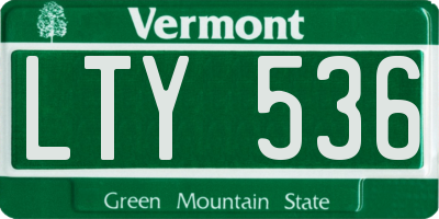 VT license plate LTY536