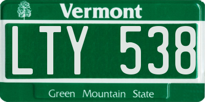 VT license plate LTY538